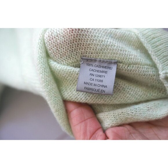 360 Cashmere Light Green 100% Cashmere V-Neck Sweater - Size S - Picture 7 of 8